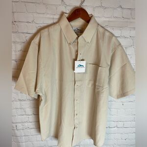 Tri-Mountain Tan Button Down Shirt Size Large NWT